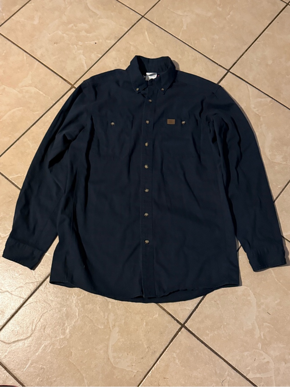 Wrangler Navy Long-Sleeve Button-Down Shirt - Picture 1 of 6